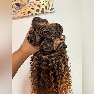 New Ombré Honey Blonde Synthetic Deep Curly Hair Bundles - Set of 7